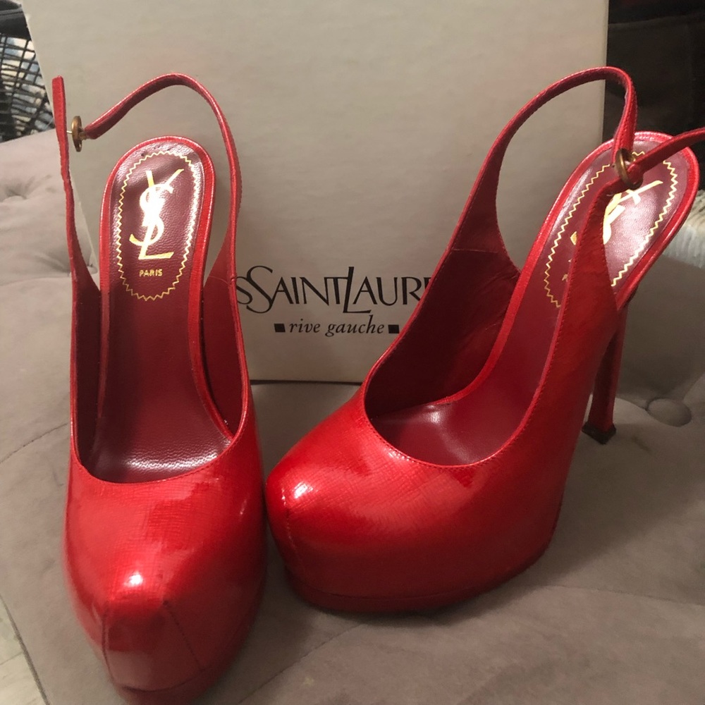 YSL Platform sling backs